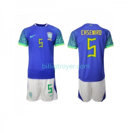 Billige Fotballdrakter Brasil Casemiro 5 Barn Bortedraktsett VM I Fotball 2022 Kortermet